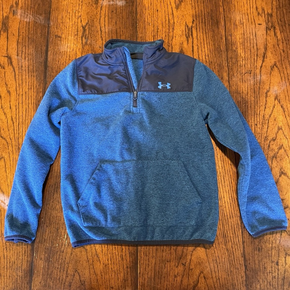 Under Armour Boys Fleece 1/2 Zip Pocket in Graphite Blue Youth Size YMD Medium